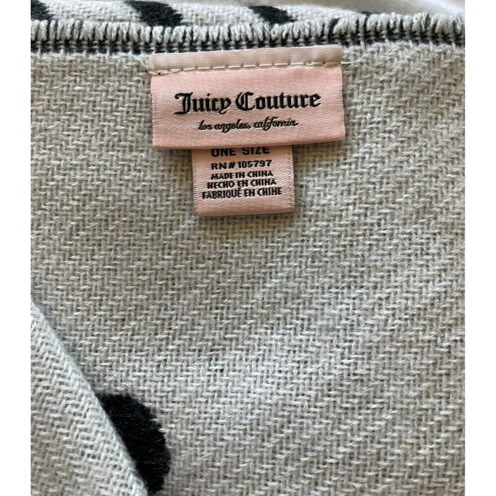 Juicy Couture NWT Black White Crown Juicy Spellout‎ 72” Knit Scarf - Picture 5 of 6